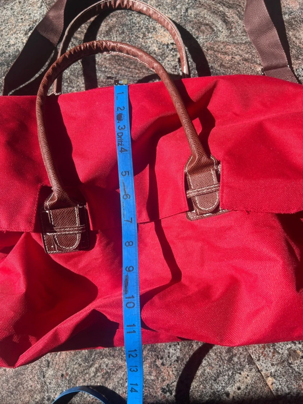 Red Men's Travel Tote Bag with Brown Handles